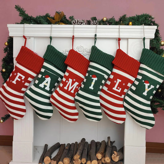 XENTUMI Christmas Stocking Knit Initial Christmas Stockings for Family Farmhouse Monogram Letter Christmas Stockings Christmas Decorations Gift Stocking Personalized Stocking Embroidered Letter R