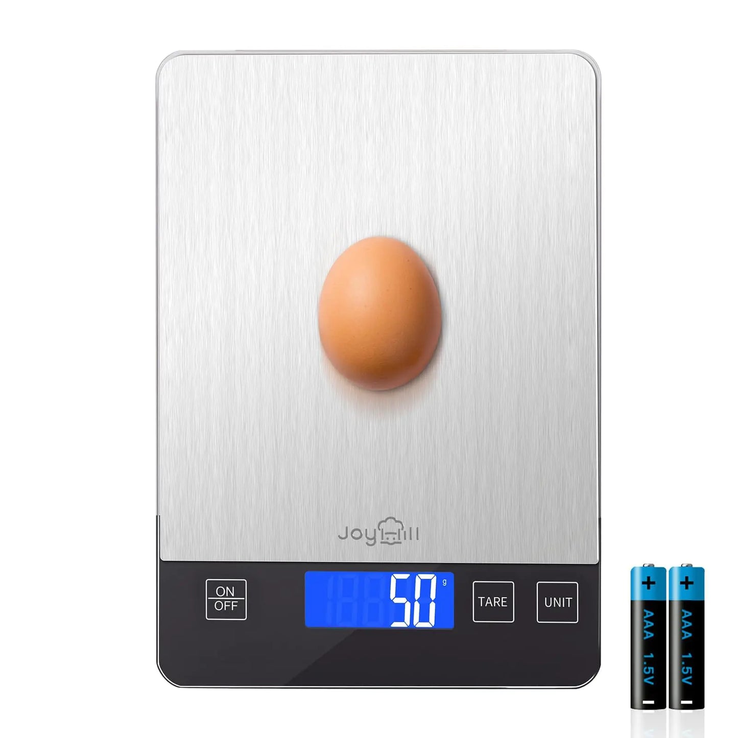 JOYHILL Food Scale 10kg/1g Digital Kitchen Scale Food Scale Grams and Ounces for Baking and Cooking Premium Stainless Steel with LED Display Batteries Included